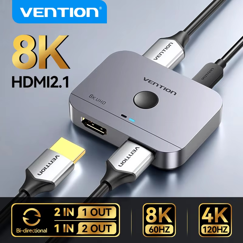 Vention HDMI 2.1 Splitter 8K 60Hz 4K120Hz Bi-Direction 2 in 1 out HDMI Monitor HDMI Switcher