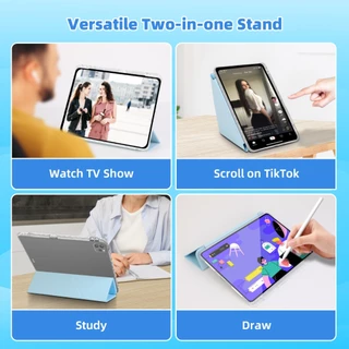 GOJOODOQ เคส iPad แบบพับได้ 5-in-1 มุมมองหลายมุมช่องเสียบปากกาป้องกันการสูญหายฝาครอบ TPU กันน้ําป้องกันมุม