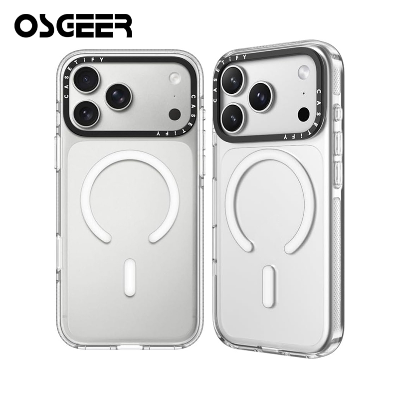 OSGEER เคสแม่เหล็กสําหรับ iPhone 17 16 15 14 13 12 11 Pro Max, [Clear & Anti Yellow] [กันกระแทกเกรดทหาร] [กันรอยขีดข่วน] TPU Slim Magnet Protective Cover Case