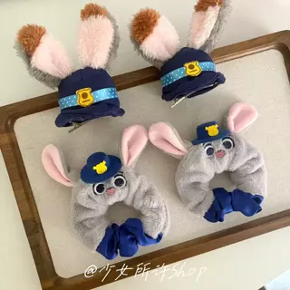 ที่รัดผมรูปกระต่ายขนฟูน่ารักสำหรับผู้หญิง แบบใหม่ ดีไซน์หวานสไตล์สัตว์ ชุดเชือกผูกผมและกิ๊บติดผม รูป