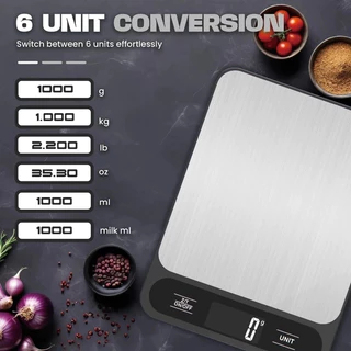 INSMART เครื่องชั่งในครัว เครื่องชั่งดิจิตอล มี6หน่วยตวง ชาร์จไฟได้ ชั่งอาหารได้แม่นยำ (10kg-1g)