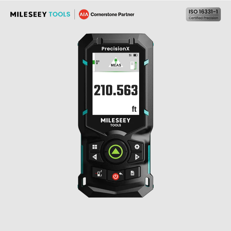 MILESEEY S50 วัดระยะเลเซอร์ลําแสงสีเขียว - การวัดเลเซอร์ 400 ฟุต, P2P, การจัดตําแหน่งเลเซอร์ด้านข้าง, ชาร์จใหม่ได้, จอแสดงผล IPS Backlit, การวัดพื้นที่/ระดับเสียง, 8 หน่วย