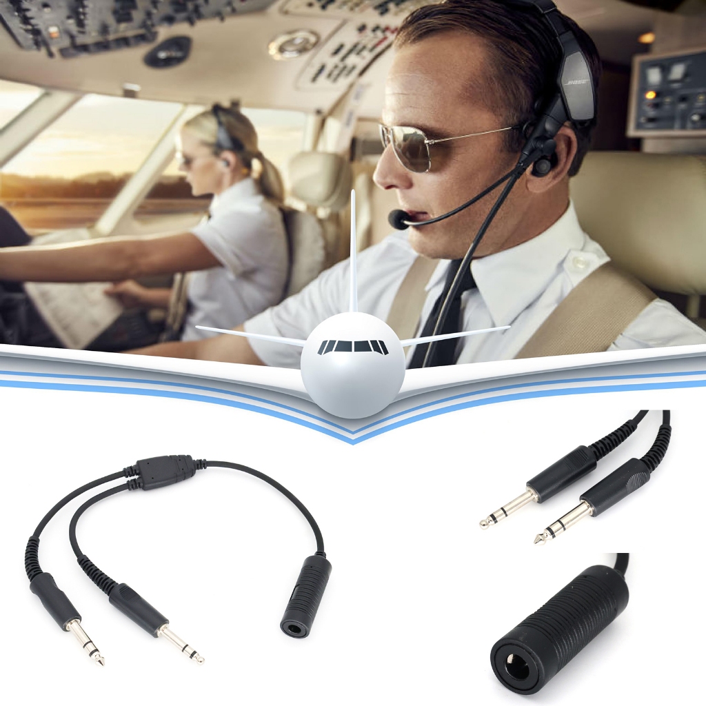 ตัวแปลงชุดหูฟัง Airbus-GA | ปลั๊ก 7.1 มม. ตัวผู้เป็นคู่ (3/16+1/4) | ตัวเรือน ABS+โลหะ | เกียร์สําคัญของนักบิน