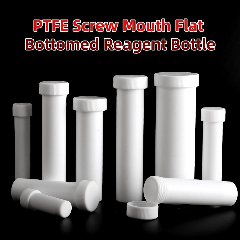 PTFE หลอดทดลองก้นแบนเกลียวทนความร้อน PTFE ท่อย่อยอาหาร PTFE Reaction Tube
