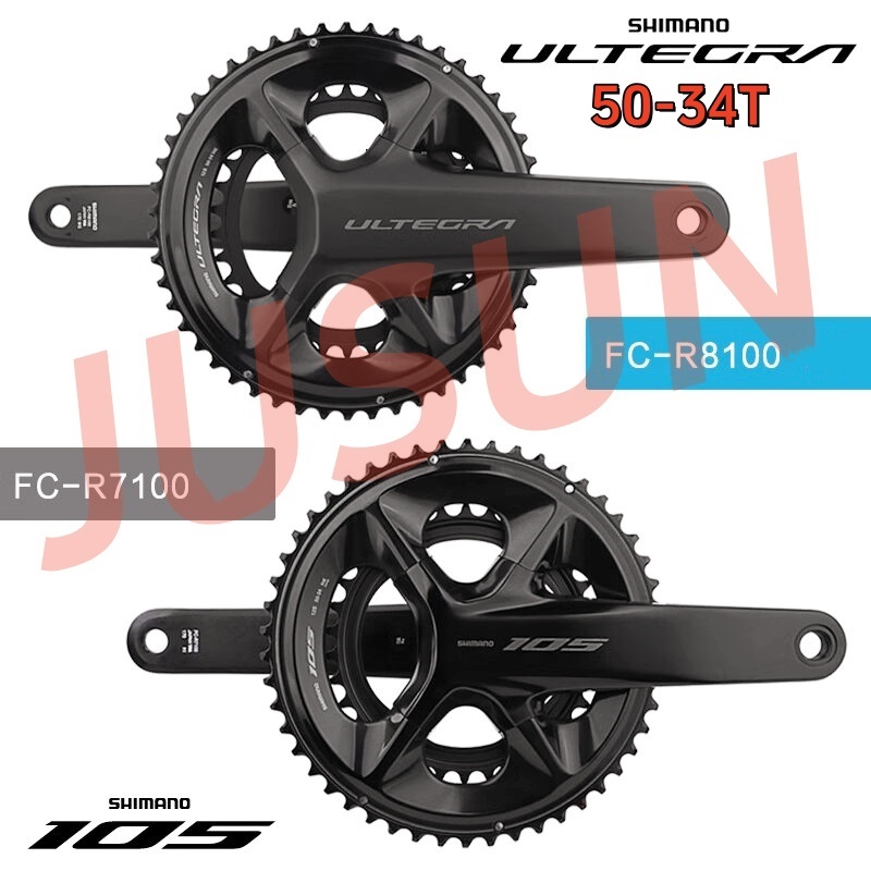 Shimano 105 FC-R7100 Ultegra FC-R8100 212 ความเร็ว 50-34T แผนที่จักรยาน Crankset Hollowtech II 160/1