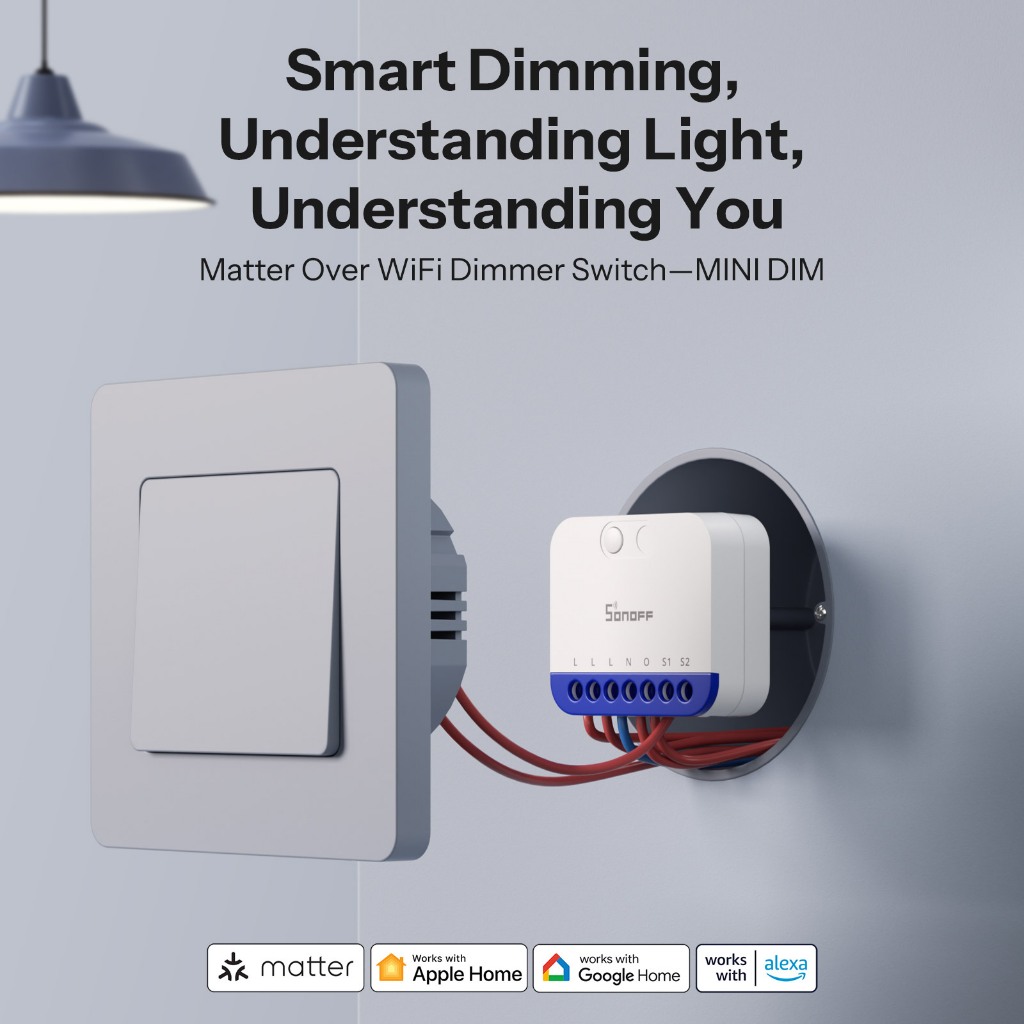 SONOFF MINI-DIM MINI Extreme Matter Over WiFi Dimmer สวิทช์แสงกว้างความเข้ากันได้ Matter สมาร์ทระบบนิเวศรองรับ Apple Home Alexa Google Home