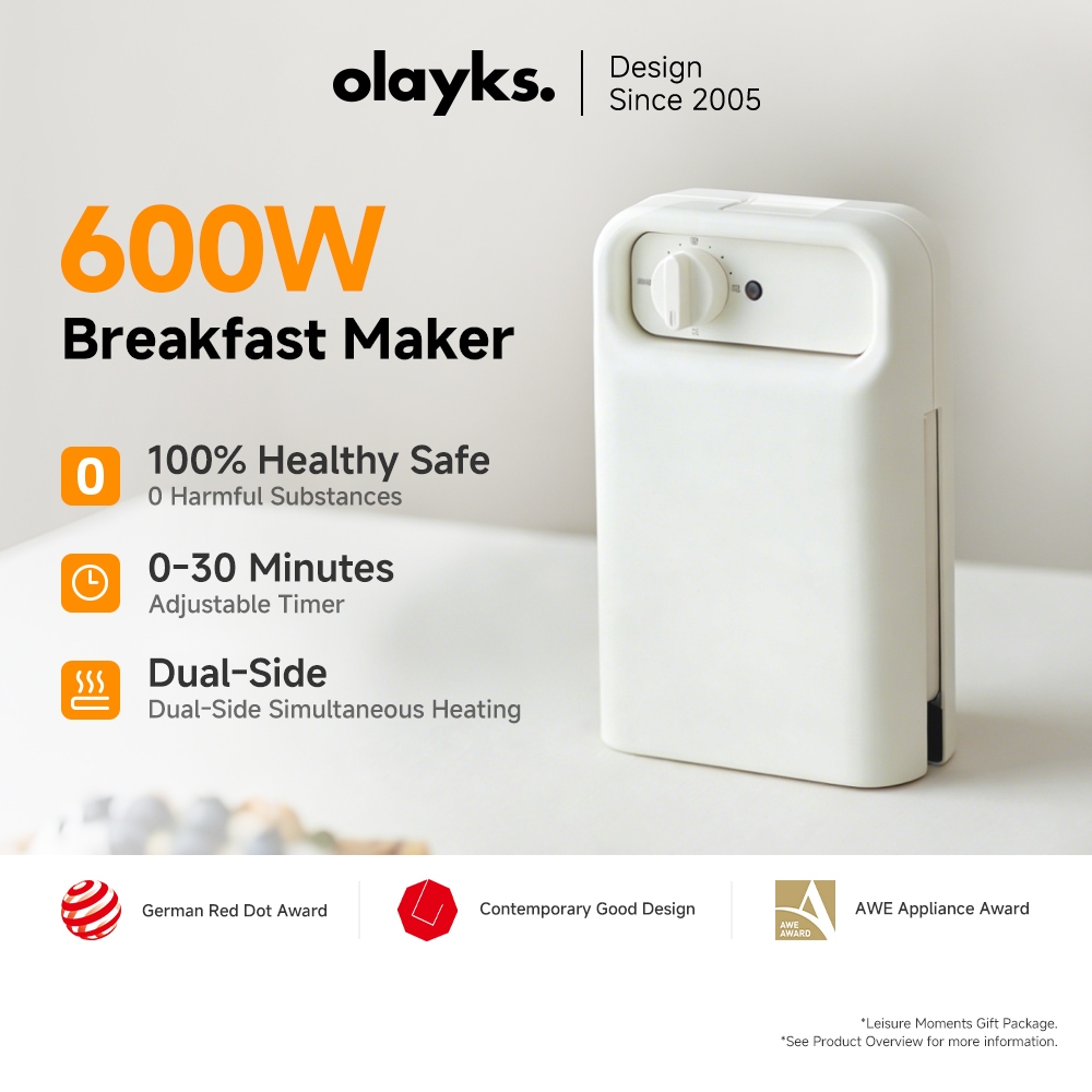 Olayks เครื่องทำแพนินิ ย่างและเครื่องทำแซนด์วิช พร้อมแผ่นเคลือบกันติด เปิดได้ 180 องศา เครื่องทำอาหารเช้าอเนกประสงค์ขนาดกะทัดรัดพร้อมตัวจับเวลา – สำหรับวาฟเฟิล แซนด์วิช และอื่นๆ