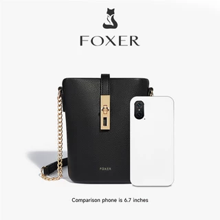 FOXER กระเป๋าแฟชั่นสะพายข้าง กระเป๋าสะพายข้างทรงถัง กระเป๋าถือดีไซน์โซ่โลหะ