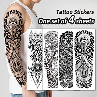 สติกเกอร์ลายเส้นสำหรับแขน สีดำเต็มแขน กันน้ำได้ สำหรับผู้ชาย…