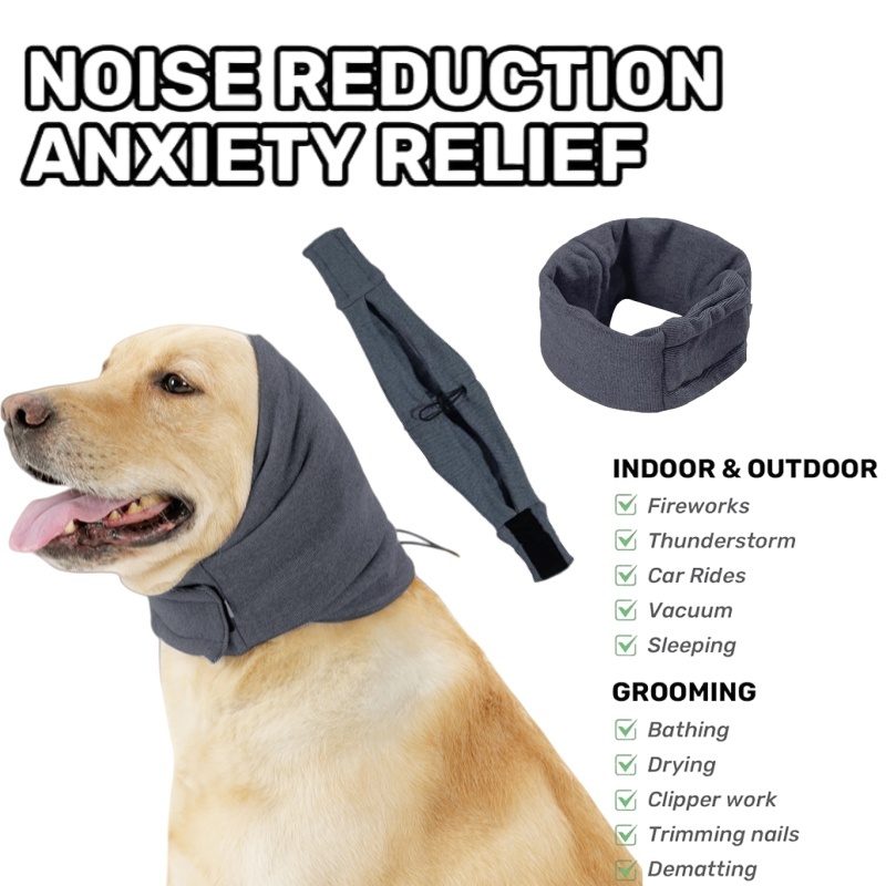 ลดเสียงรบกวนความวิตกกังวลบรรเทาห่อสําหรับสุนัข Calming Hoodie Smoothing หัวไม่มี Shake หู Muffs สําหรับสุนัขคอและหูอุ่นปรับNoise-Proof สัตว์เลี้ยงหูห่อ
