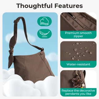 BAGSMART กระเป๋าสะพายข้างผู้หญิง Crossbody Bag สายปรับได้ น้ำหนักเบา กันละอองน้ำ มีหลายช่อง ดีไซน์ผูกปม ใส่ iPad