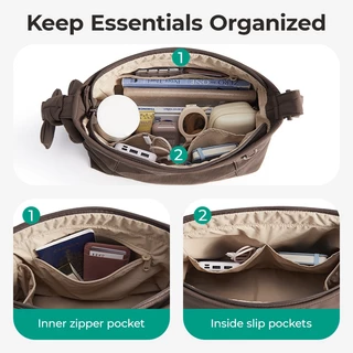 BAGSMART กระเป๋าสะพายข้างผู้หญิง Crossbody Bag สายปรับได้ น้ำหนักเบา กันละอองน้ำ มีหลายช่อง ดีไซน์ผูกปม ใส่ iPad