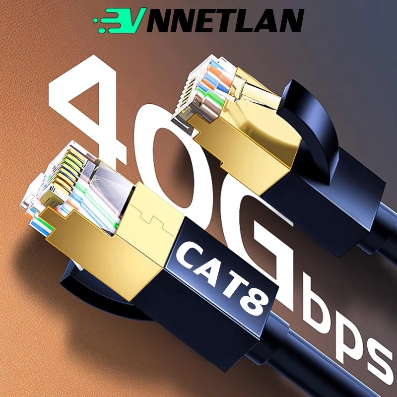 Cat8 RJ45 40Gbps 2000MHz สาย LAN สายเคเบิลเครือข่ายความเร็วสูงสําหรับเล่นเกม/PS5/เราเตอร์/แล็ปท็อป