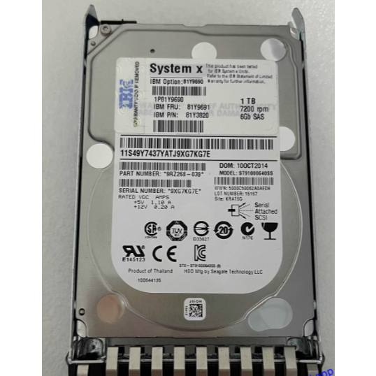 สําหรับ IBM 81Y9691 1T 7.2K 6G SAS 2.5 81Y3820 81Y9690 Server Hard Disk
