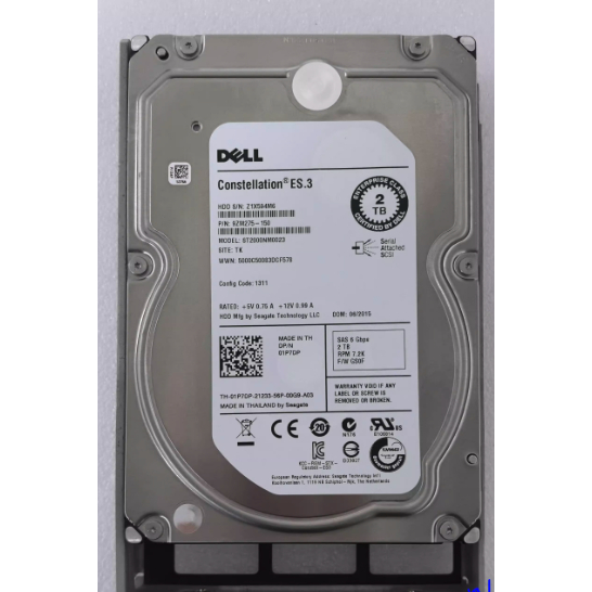 สําหรับ Dell 01P7DP 2T 7.2K SAS 6G 3.5 1P7DP ฮาร์ดไดรฟ์เซิร์ฟเวอร์