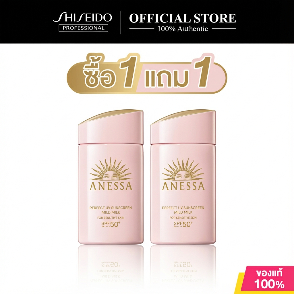 ซื้อ 1 แถม 1Anessa Perfect UV Sunscreen Mild Milk SPF50+ PA++++ 60 ml. Anessa Perfect UV Mild Milk N