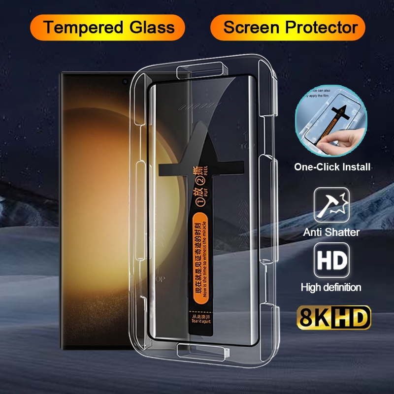 สําหรับ Samsung S23 Ultra Full CoverageกระจกนิรภัยสําหรับSamsung Galaxy S22 S21 Ultraฝุ่นติดตั้งฟรีHDป้องกันหน้าจอ