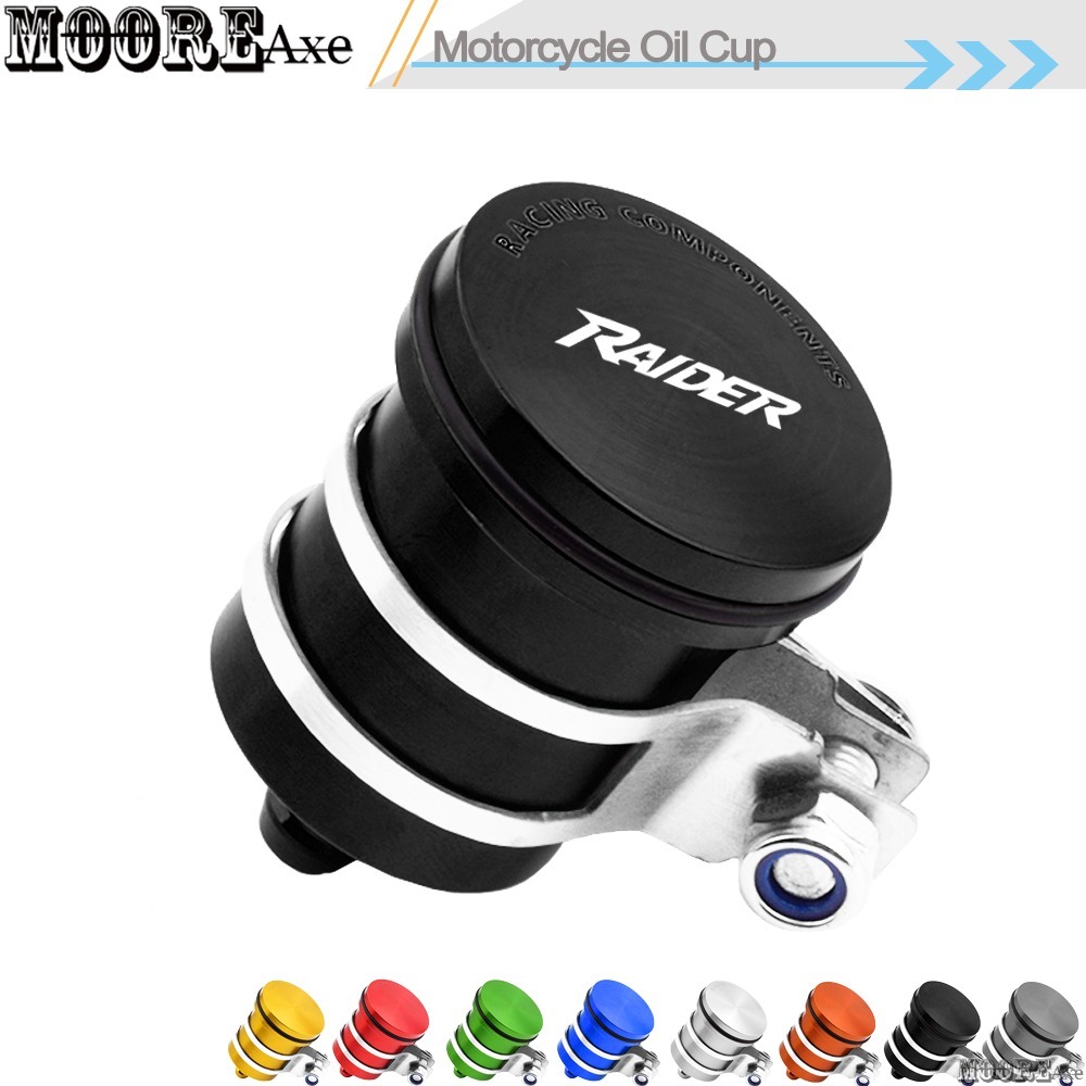 Mooreaxe สําหรับ Suzuki RAIDER 150 135 RAIDER R150 Fi J115 อุปกรณ์เสริมรถจักรยานยนต์ CNC อลูมิเนียมด้านหลังเบรคอ่างเก็บน้ําถังคลัทช์ถ้วยน้ํามันเบรคหม้อ YB01