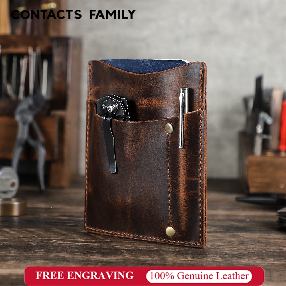 CONTACTS FAMILY ของแท้หนัง EDC กระเป๋าคาดเอวสําหรับพกพาทุกวันผู้ถือหนังสือเดินทางเข็มขัดMount Multi-