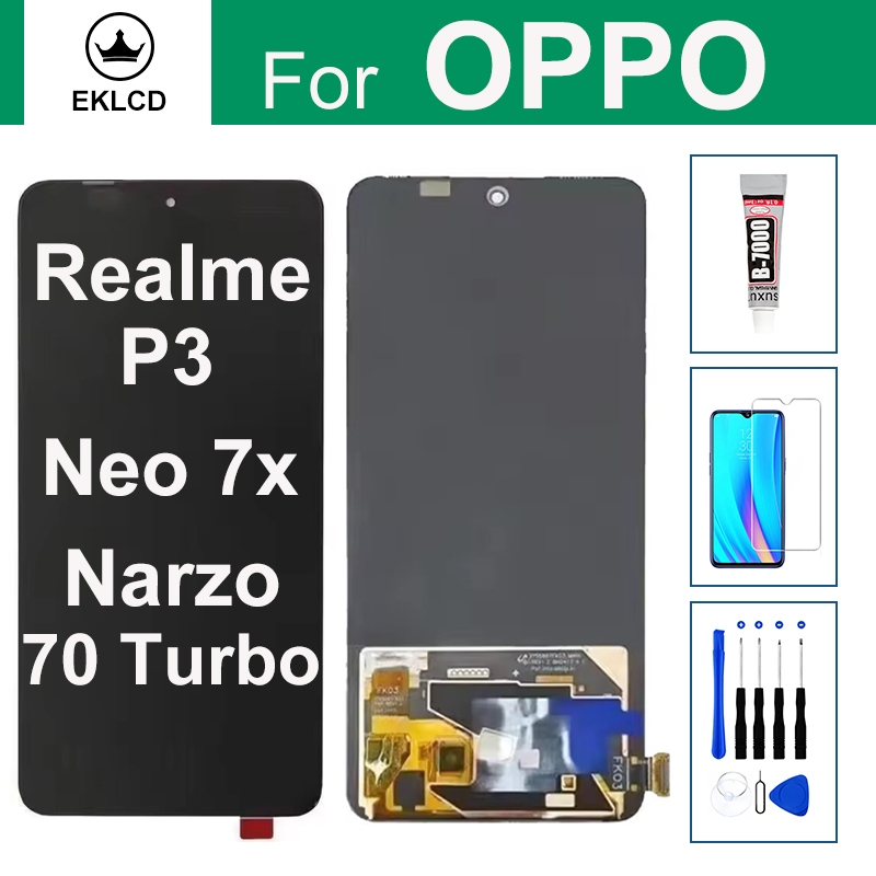จอแสดงผล LCD สําหรับ OPPO Realme P3 Neo7x Narzo 70 Turbo RMX5003 RMX5079 Touch Screen Digitizer Asse