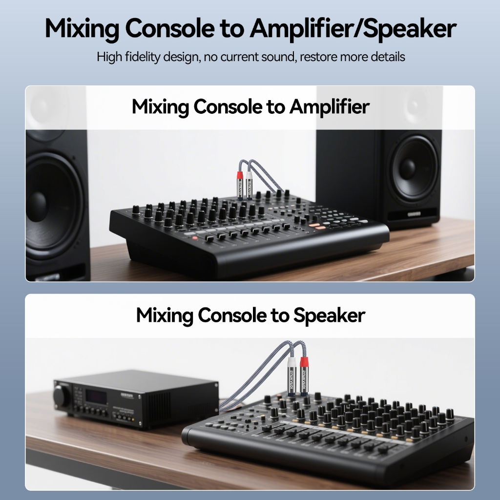 Sunkandi 2 สายสัญญาณเสียงชาย 6.35 ของ RCA ตัวผู้เป็นคู่ใช้สําหรับเครื่องขยายเสียง - รูปที่ 4