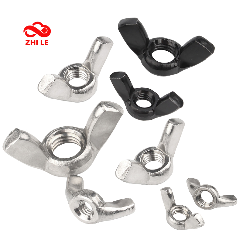ชุดน็อตผีเสื้อ M3 M4 M5 M6 M8 M10 M12 สีดํา 304 สแตนเลสสลักเกลียวพิเศษ Wing Nuts สกรูหมวก