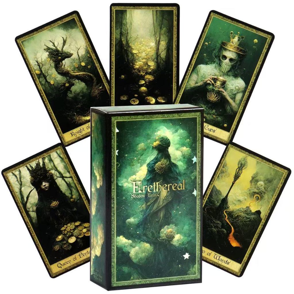 คลังสินค้าพร้อม 10.3 * 6 ซม.Ethereal shadow Tarot Erehereal shadow Tarot เกมกระดานภาษาอังกฤษการ์ดเกม