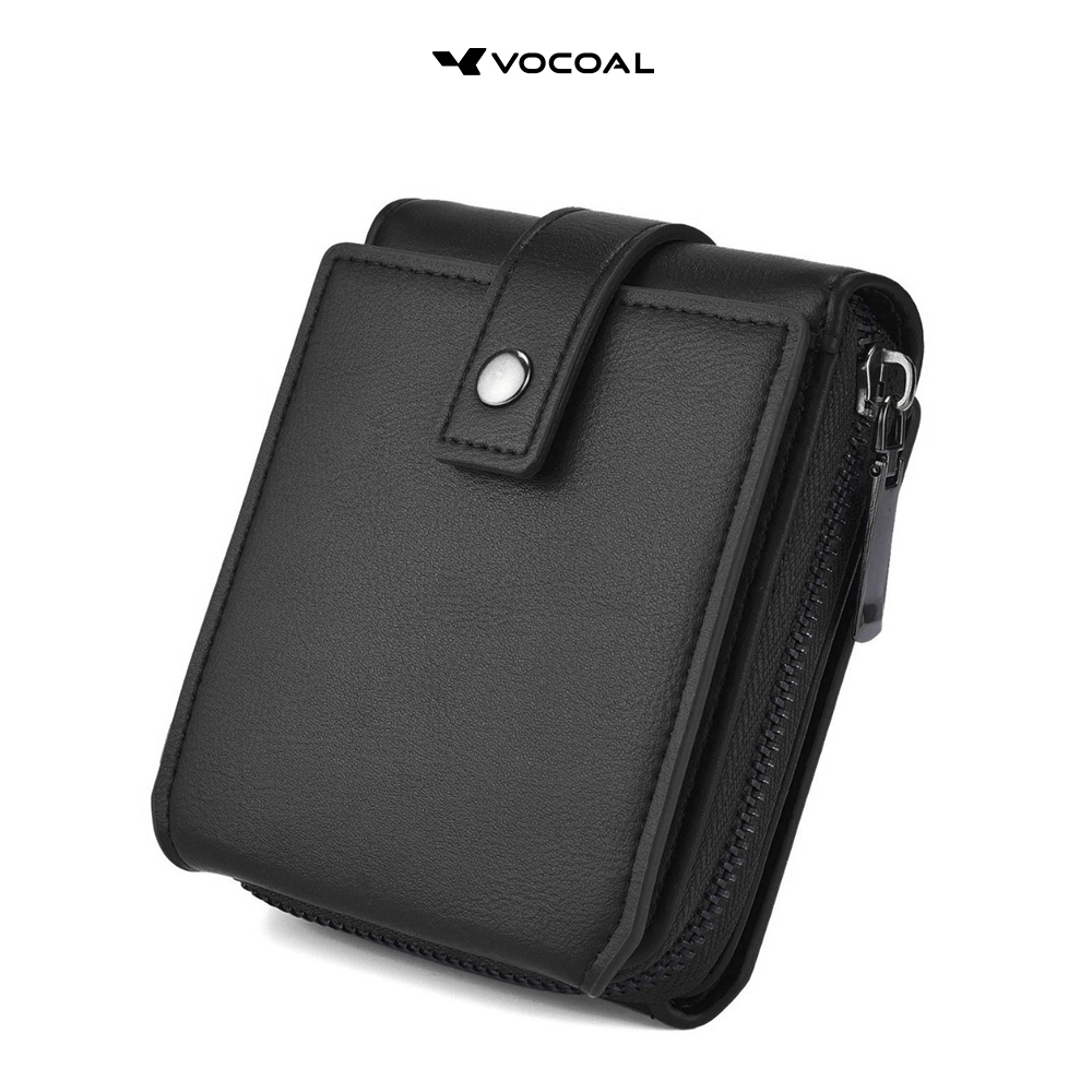 VOCOAL กระเป๋าสตางค์แฟชั่นผู้ชายสตางค์สั้น Retro PU หัวเข็มขัดเหรียญธุรกิจ Multi-Card ตําแหน่งขนาดใหญ่ความจุซิปสตางค์กระเป๋าเดินทางกระเป๋าเหรียญ ID ผู้ถือบัตรเครดิต
