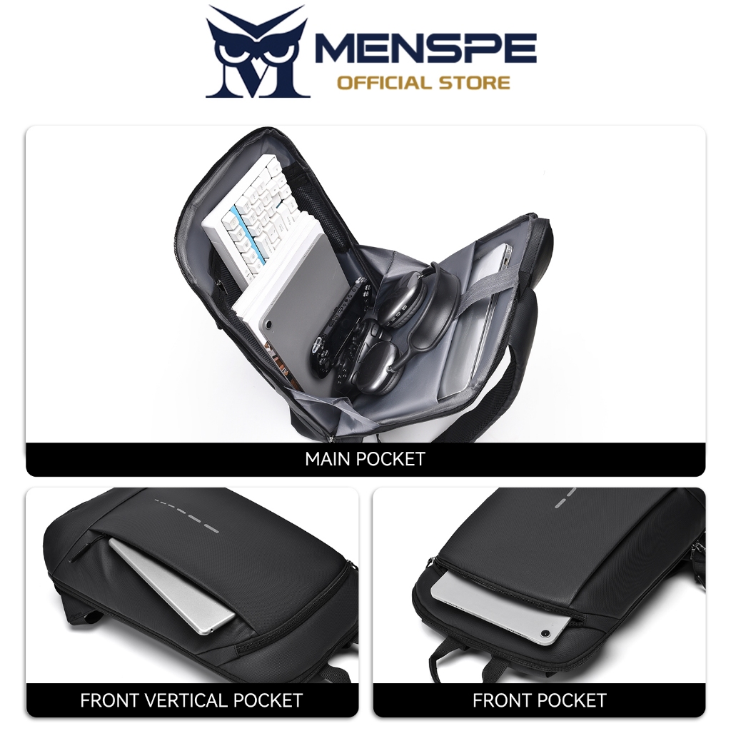 MENSPE กระเป๋าเป้สะพายหลังสำหรับแล็ปท็อปสำหรับผู้ชาย กันน้ำ บางเฉียบ เหมาะสำหรับใส่ทำงาน เดินทาง ลำลอง มีช่องเก็บของหลายช่อง สำหรับแล็ปท็อปขนาด 16.5 นิ้ว - รูปที่ 4