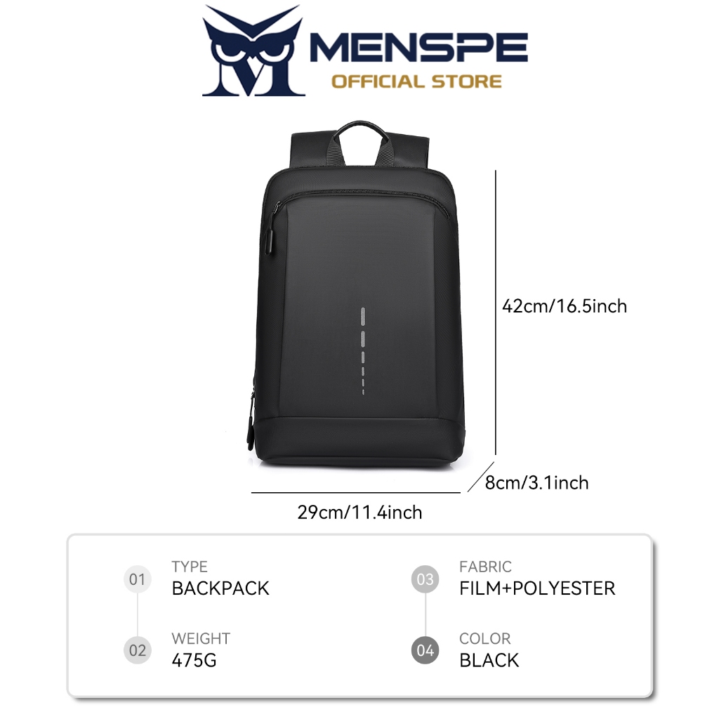 MENSPE กระเป๋าเป้สะพายหลังสำหรับแล็ปท็อปสำหรับผู้ชาย กันน้ำ บางเฉียบ เหมาะสำหรับใส่ทำงาน เดินทาง ลำลอง มีช่องเก็บของหลายช่อง สำหรับแล็ปท็อปขนาด 16.5 นิ้ว - รูปที่ 6