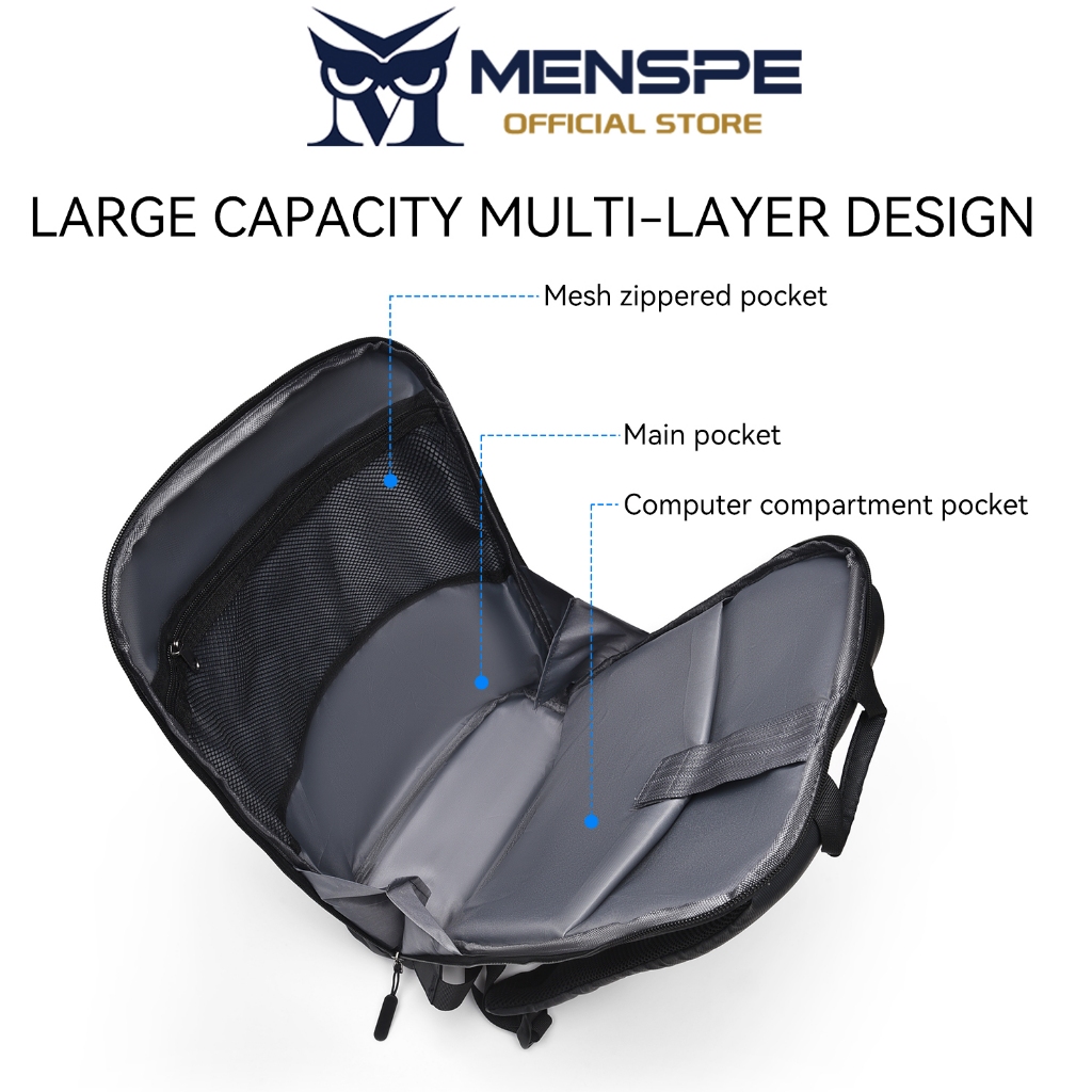 MENSPE กระเป๋าเป้สะพายหลังสำหรับแล็ปท็อปสำหรับผู้ชาย กันน้ำ บางเฉียบ เหมาะสำหรับใส่ทำงาน เดินทาง ลำลอง มีช่องเก็บของหลายช่อง สำหรับแล็ปท็อปขนาด 16.5 นิ้ว - รูปที่ 3