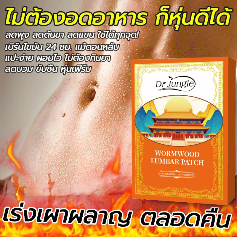 🔥สูตรลับเฉพาะ!🔥 DR JUNGLE แผ่นแปะลดไขมัน แผ่นแปะลดน้ำหนัก 12 แผ่น/กล่อง สลายไขมันง่าย ลดพุง ลดบวมน้ำ เห็นผลไว