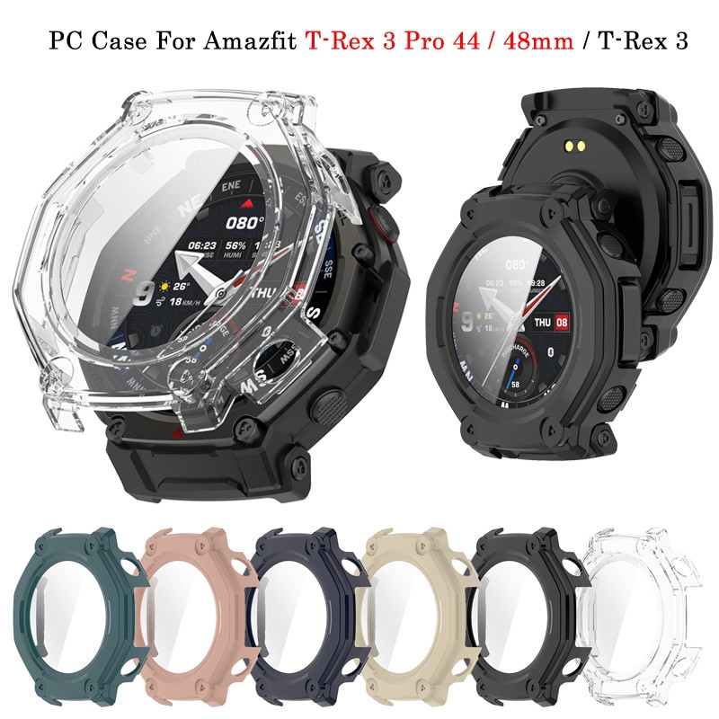 PC กรณีแก้วสําหรับ Amazfit T-Rex 3 Pro 44 / 48 มม.สมาร์ท Watchband ป้องกันหน้าจอสําหรับ Amazfit T-Rex 3 ป้องกันกันชนอุปกรณ์เสริม