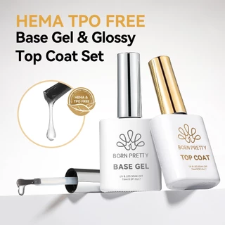 BORN PRETTY 15ml No Wipe Top Coat Base Gel Nail Polish 2pcs Set Shiny Gel Polish กึ่งถาวรเล็บเจล
