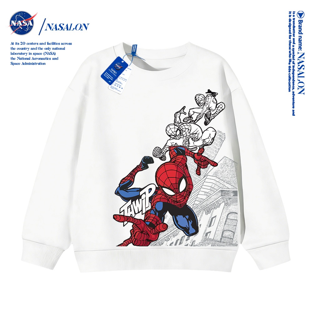 NASA เสื้อกันหนาวแขนยาวเด็ก(2-14ขวบ) เสื้อกันหนาวมีฮู้ด ลายการ์ตูนสไปเดอร์แมน ผ้าฝ้ายนุ่ม คุณภาพดี