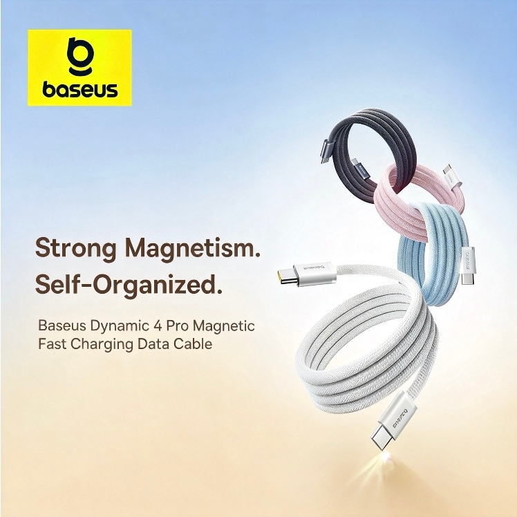 Baseus Dynamic Magnetic Series 4 Pro สายชาร์จเร็ว Type-C ถึง Type-C 100W พร้อมดีไซน์แม่เหล็ก จัดเก็บง่าย ส่งข้อมูลความเร็วสูง