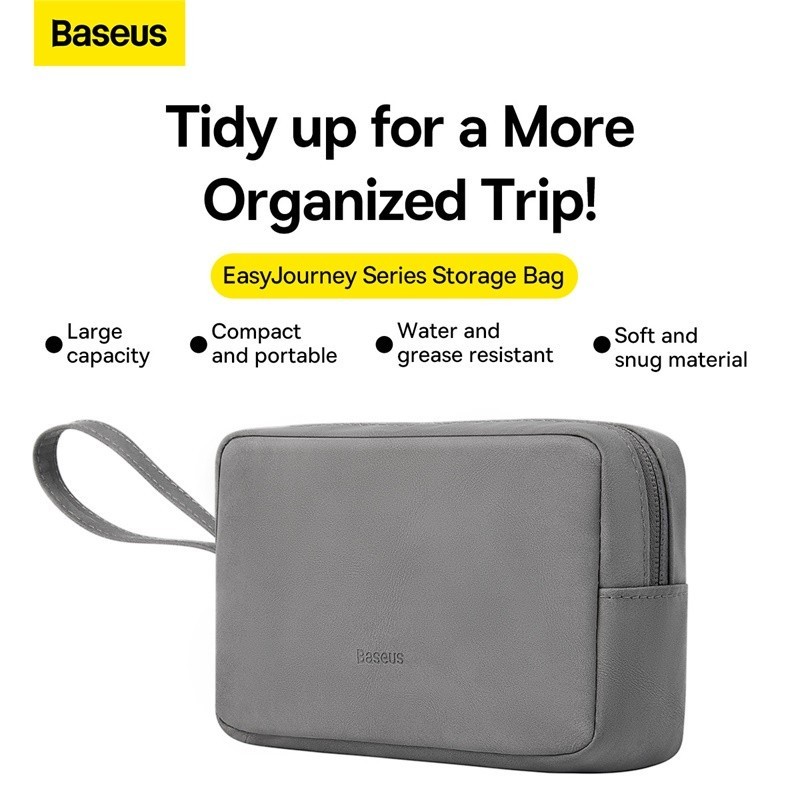Baseus กระเป๋าจัดเก็บอุปกรณ์ดิจิทัล รุ่น Simple Gen 2 ความจุใหญ่ สีเทาเข้ม สำหรับสายชาร์จ หูฟัง และอุปกรณ์เสริม