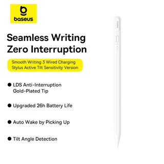 Baseus Smooth Writing 3 ปากกา Stylus ชาร์จสาย รุ่น Active Wireless / Active Tilt Sensitivity รองรับ Palm Rejection แบตเตอรี่ 17 ชม