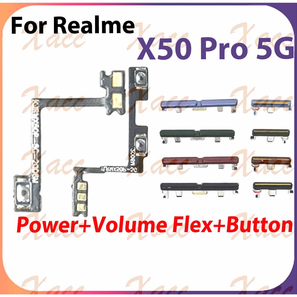สําหรับ Realme X50 Pro ปุ่มปรับระดับเสียงไฟ Flex Cable พร้อม ON OFF ด้านข้าง Key Output Ribbon Repair Part เปลี่ยนการติดตั้งโทรศัพท์