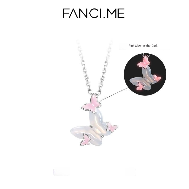 FANCIME นางฟ้าผีเสื้อเรืองแสงในสร้อยคอสีเข้มจี้น่ารักเครื่องประดับอเนกประสงค์สําหรับของขวัญวันเกิดปีใหม่คริสต์มาสของเธอ
