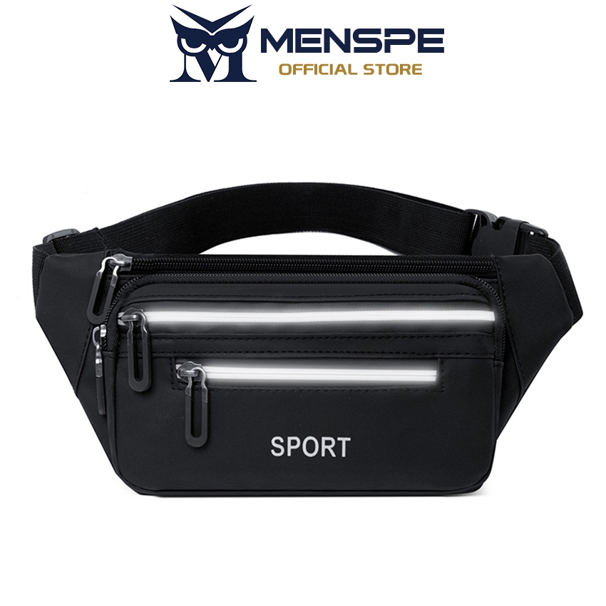 MENSPE กระเป๋าคาดเอวสำหรับผู้ชาย มีช่องเก็บของหลายช่อง ความจุขนาดใหญ่ สะท้อนแสง กันน้ำ น้ำหนักเบา สำหรับกิจกรรมกลางแจ้ง กีฬา