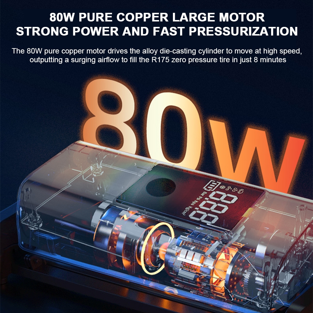 ✨ Elizabeth1 ✨ เครื่องเติมลมยางไฟฟ้าเครื่องวัดความดันดิจิตอลไร้สาย Tyre Inflator จอแสดงผล LCD - รูปที่ 4