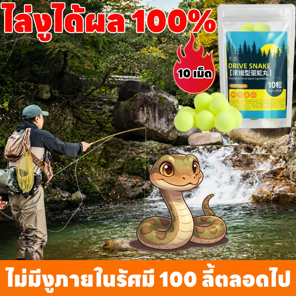 ไม่มีงูภายในรัศมี 100 ลี้ตลอดไป ยาป้องกันงู ยาไล่งู ไล่งู ก้อนไล่งู 10 เม็ด