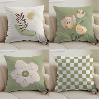 70×70.65×65.60×60.45×45.ปลอกหมอนดอกไม้สีเขียว.ปลอกหมอนอิงโซฟ…