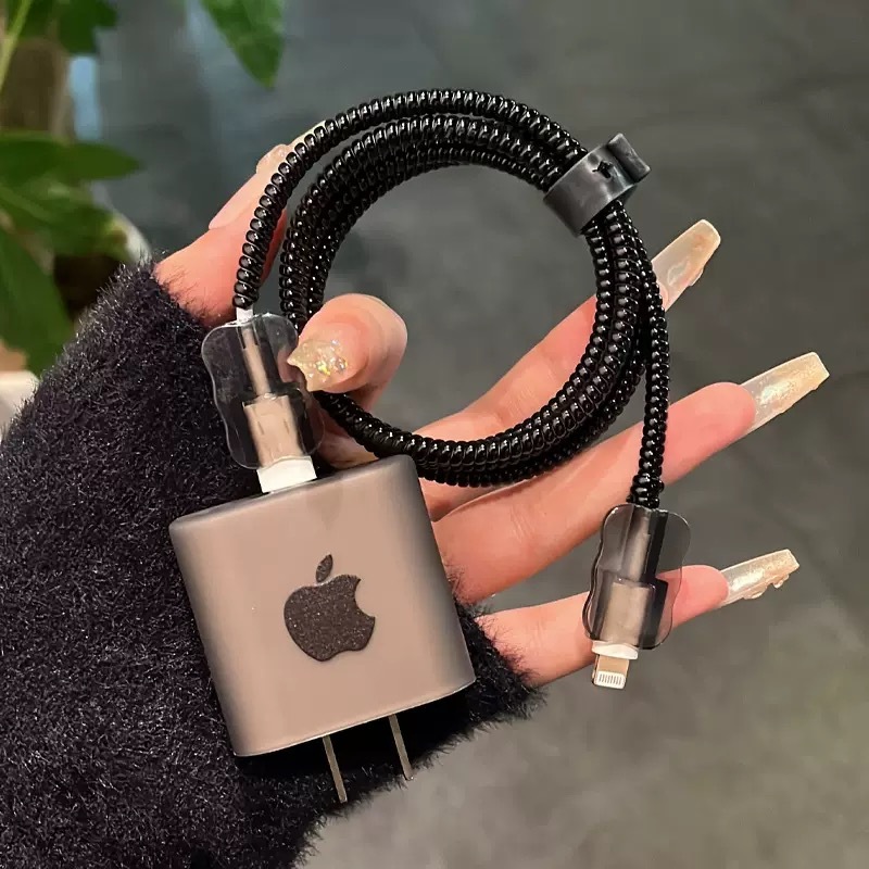 เคสป้องกันสายชาร์จ Apple 15 สีดํา Apple 20w Fast Charger Protection เหมาะสําหรับ 11/12/13/iPhone 16/17/14Pro