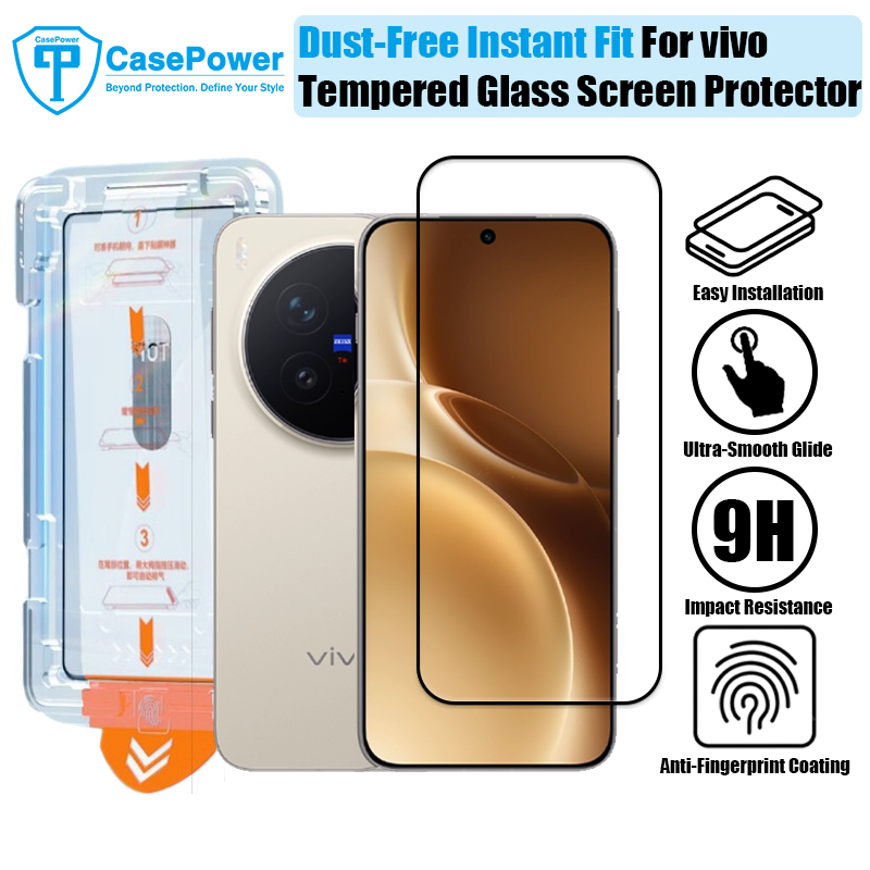 CasePower ปราศจากฝุ่น 9H กระจกนิรภัยสําหรับ VIVO X300 Ultra Pro X300S X300FE X200S X200 Pro Mini Ant