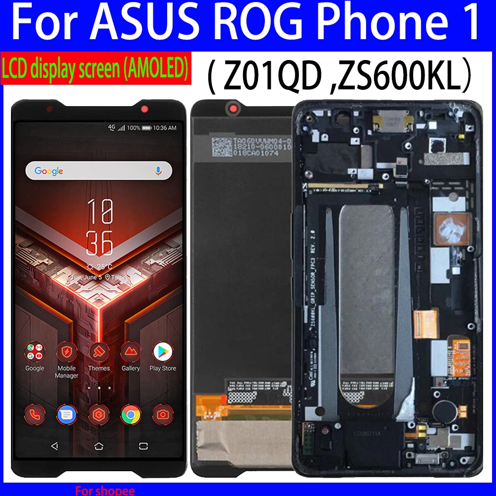 Original AMOLED สําหรับ ASUS ROG โทรศัพท์ ZS600KL จอแสดงผล LCD หน้าจอสัมผัส Digitizer Assembly สําหร
