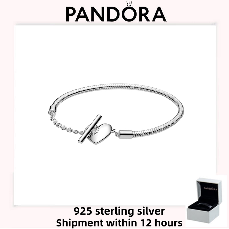 Original S925 Sterling Silver Pandora T-Bar Snake Chain Bracelet