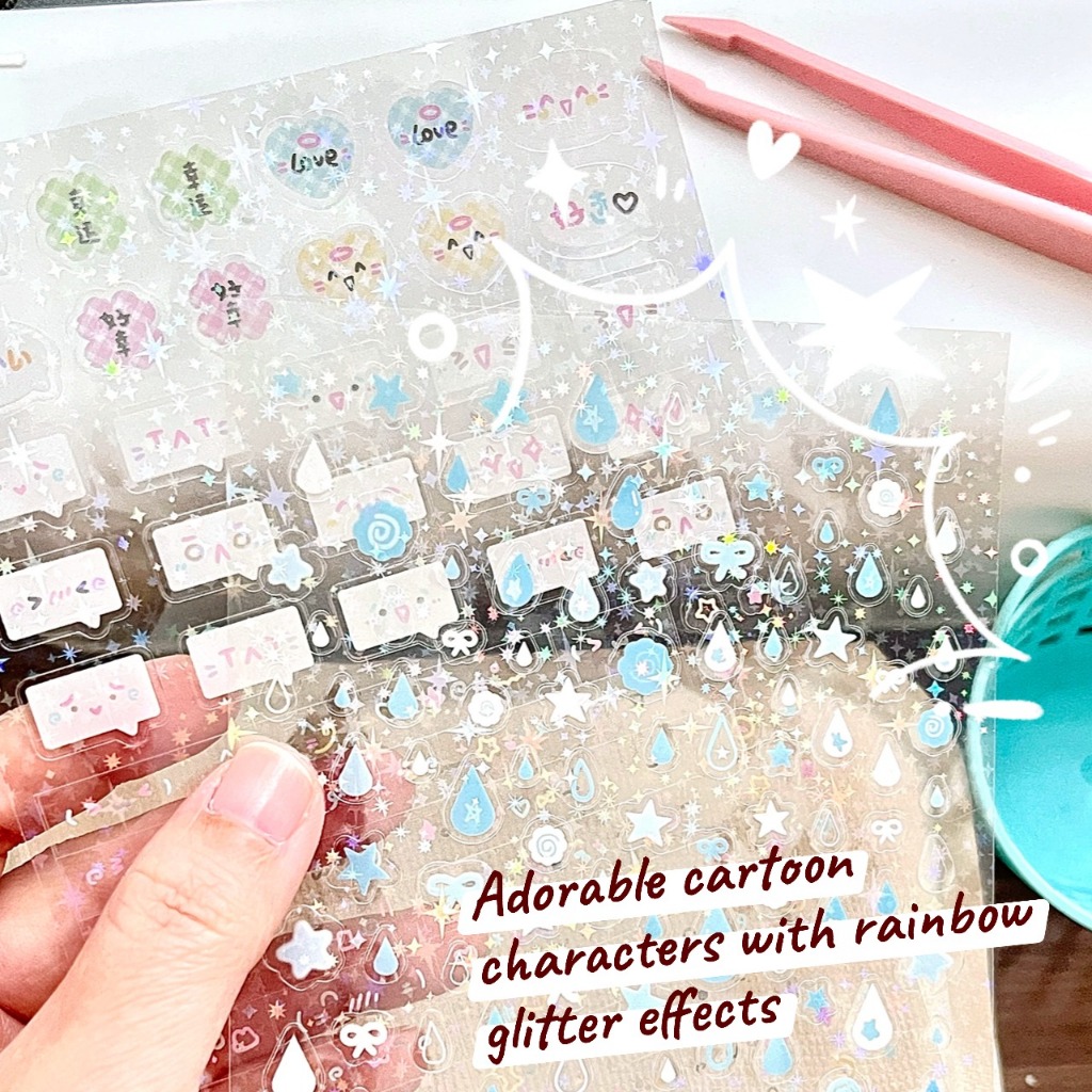 แวววาวเลเซอร์สติ๊กเกอร์ชุดน่ารักหมีคิตตี้การ์ตูนกระพริบฟิล์มสมุดภาพโทรศัพท์วารสาร ทําเอง วัสดุตกแต่งสติกเกอร์ - รูปที่ 2