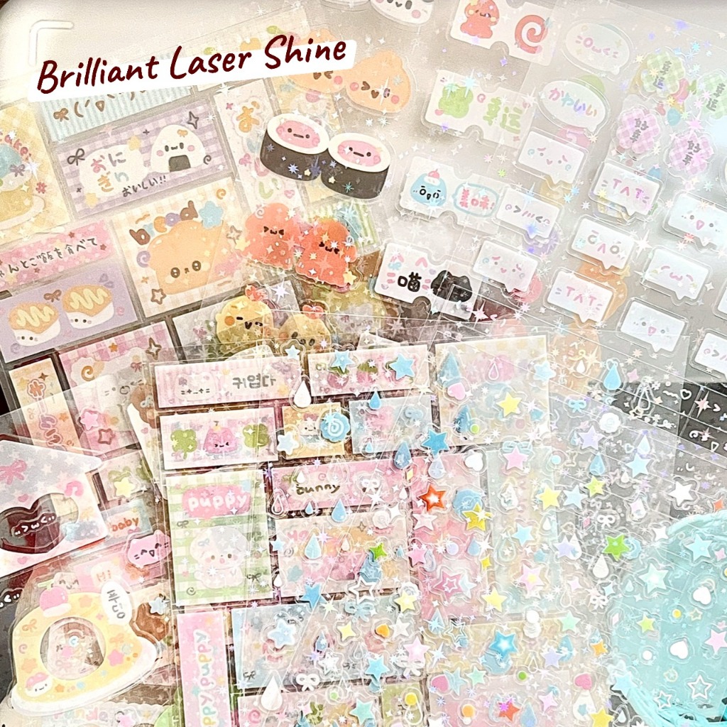 แวววาวเลเซอร์สติ๊กเกอร์ชุดน่ารักหมีคิตตี้การ์ตูนกระพริบฟิล์มสมุดภาพโทรศัพท์วารสาร ทําเอง วัสดุตกแต่งสติกเกอร์ - รูปที่ 3